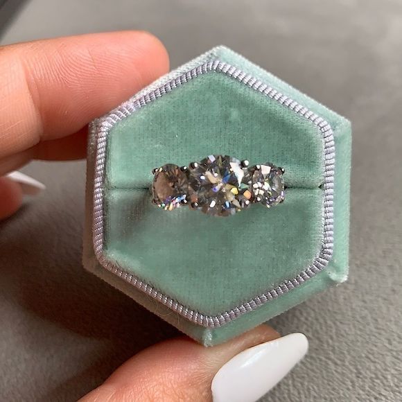 3pcs stone bridal engagement wedding ring - Picture 1 of 16